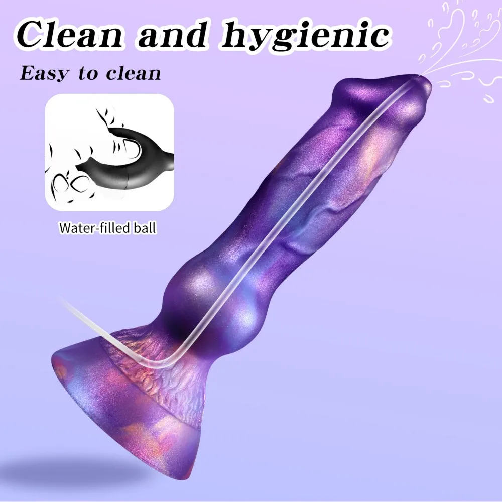 Realistic Dog Dildo – Squirting Anal Plug with Suction Cup & Enema Ball – Waterproof Silicone Adult Toy - Image 3