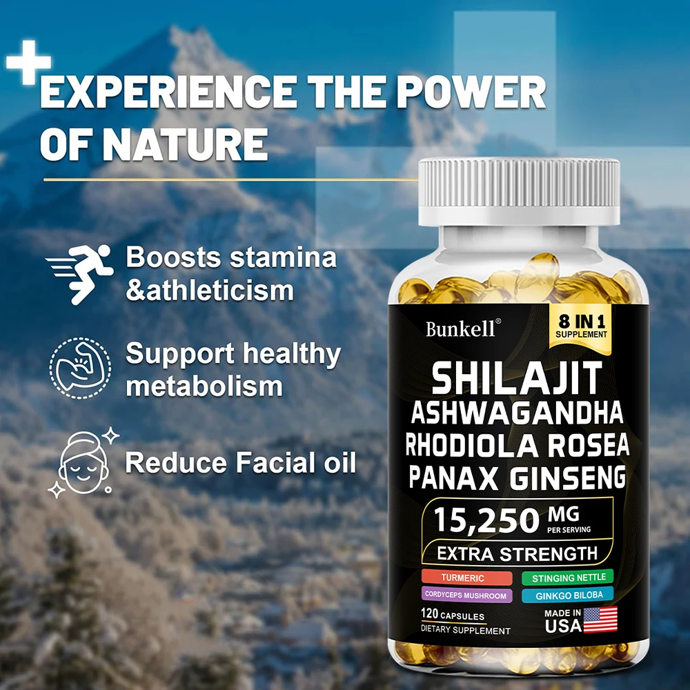 Shilajit Capsules USA 15250mg – With Ginseng, Ashwagandha & Turmeric for Energy, Muscle Mass & Endurance - Image 4