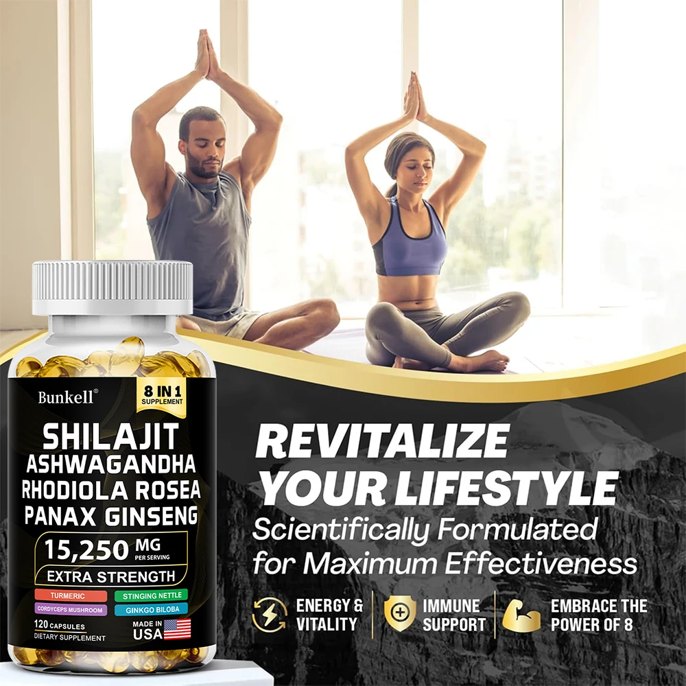 Shilajit Capsules USA 15250mg – With Ginseng, Ashwagandha & Turmeric for Energy, Muscle Mass & Endurance - Image 2